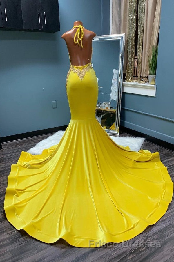 Chic Sleeveless Halter Backless Mermaid Formal Prom Dresses Secondary image