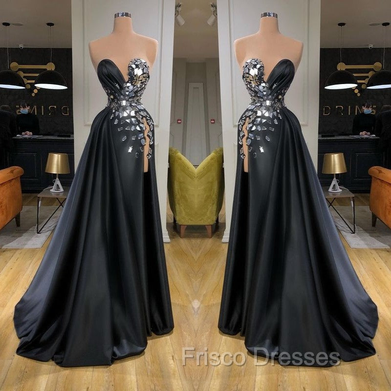 Chic Sweetheart Crystal Long Formal Prom Dress With Split Online Secondary image
