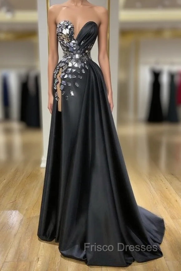 Chic Sweetheart Crystal Long Formal Prom Dress With Split Online Main image