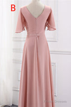 Chiffion Halter Pink Mismatched Bridesmaid Dress