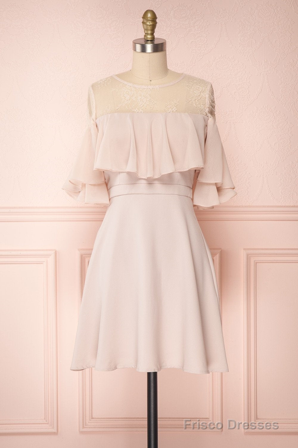 Chiffon 3/4 Sleeves Appliques Lace Bridesmaids Dresses Main image