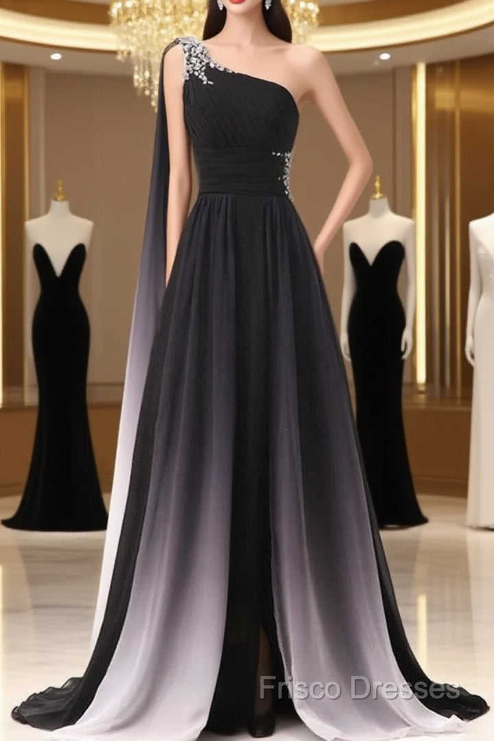 Chiffon A-Line Gradient One Shoulder Formal Dress, Chiffon Formal Prom Dress Party Dress Main image