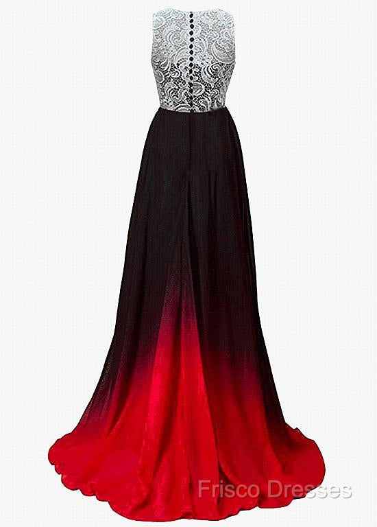 Chiffon Jewel Neckline Ombre A-Line Formal Dress