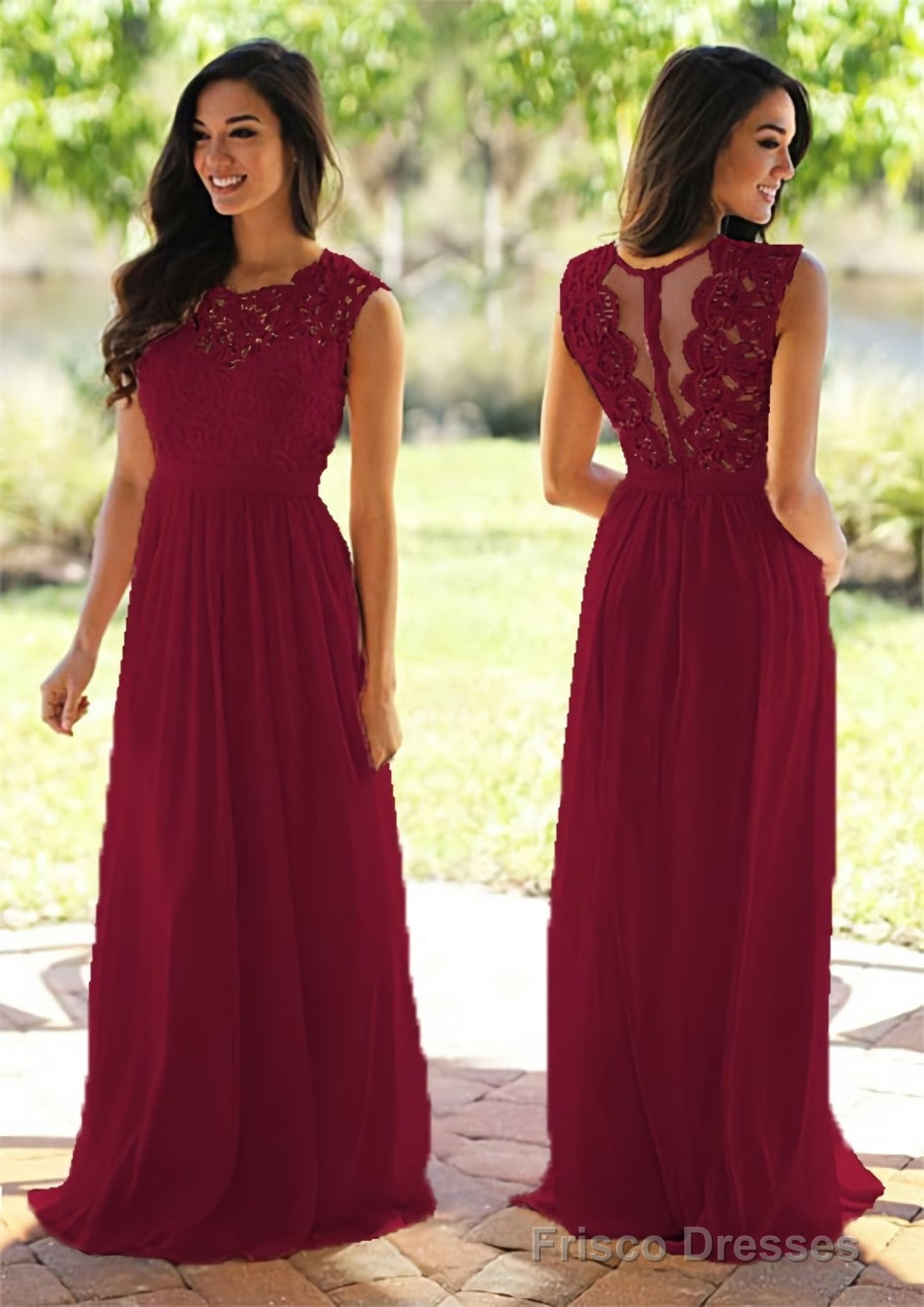 Chiffon Long/Floor-Length A-Line/Princess Sleeveless Bateau Zipper Prom Dresses With Appliqued