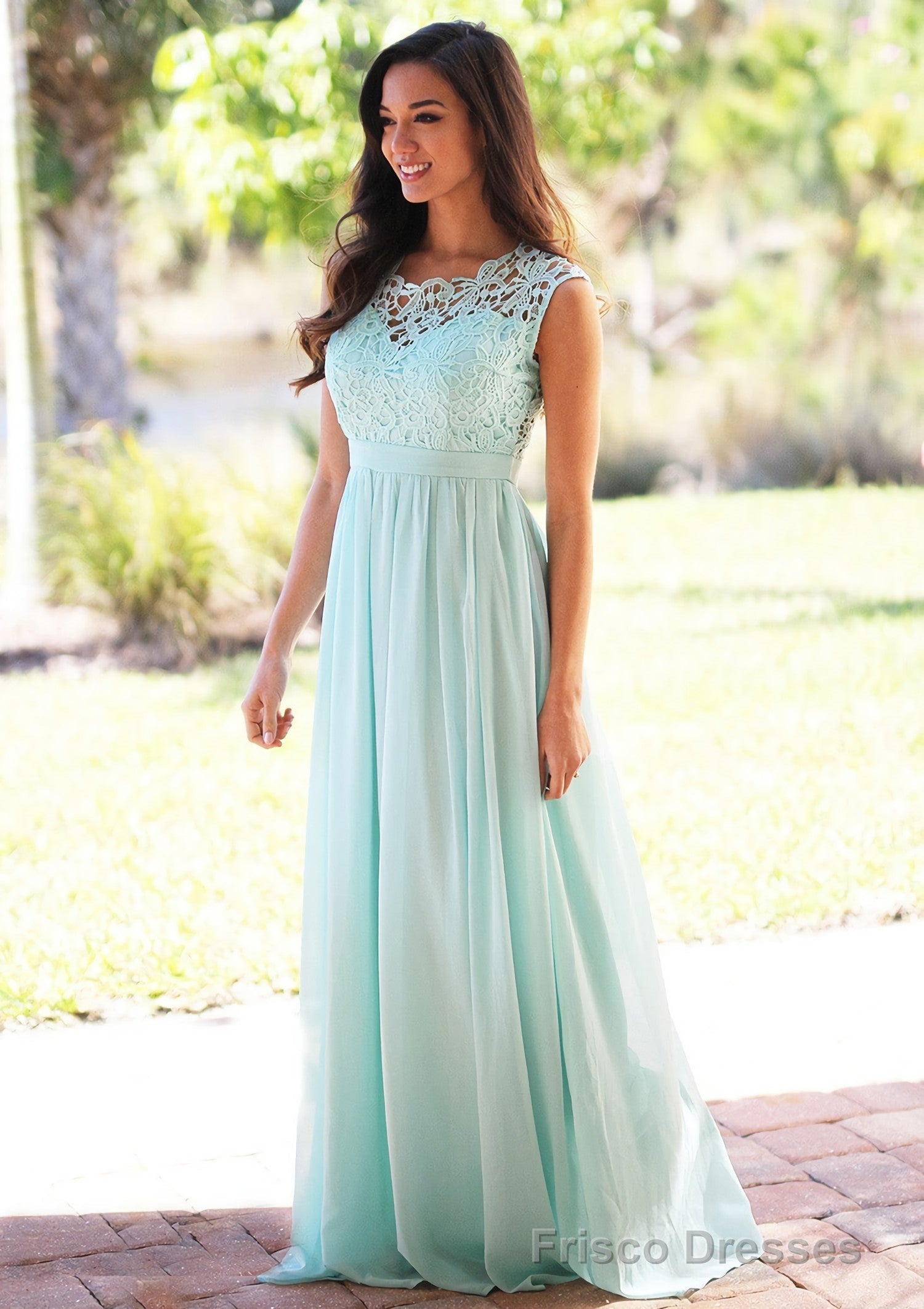 Chiffon Long/Floor-Length A-Line/Princess Sleeveless Bateau Zipper Prom Dresses With Appliqued
