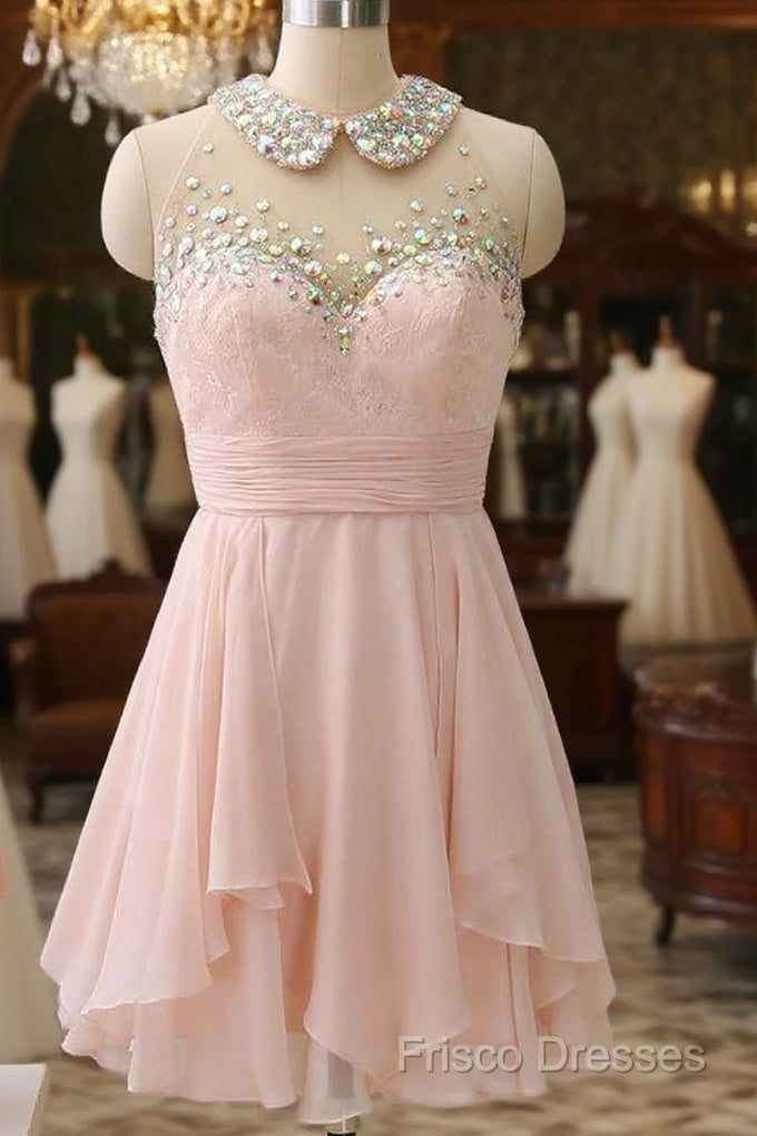 Chiffon Mini Homecoming Dress Light Pink Party Dress Main image