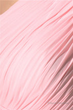 Chiffon Pink One Shoulder Long Bridesmaid Dresses