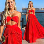 Chiffon Prom Dress Spaghetti Strap Floor Length Sleeveless Formal Evening Dresses
