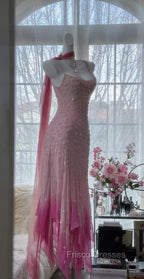 Cinderella Pink A-Line Evening Gown - Iridescent Beaded Tulle With Soft Chiffon Layers For Sweet 16