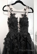 Classic Black Lace Tulle Long Formal Prom Dress Black Formal Dress
