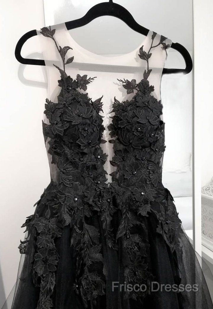 Classic Black Lace Tulle Long Formal Prom Dress Black Formal Dress