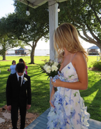 Classic Blue Floral Prom Dresses Long Evening Gown