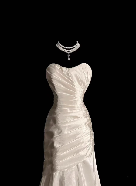 Classic Ivory Strapless Ruffled Satin Mermaid Long Prom Dress Evening Dress Secondary image