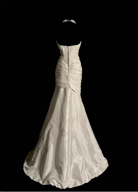 Classic Ivory Strapless Ruffled Satin Mermaid Long Prom Dress Evening Dress