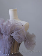 Classy A Line Off The Shoulder Lilac Tulle Long Evening Dress Formal Prom Dress