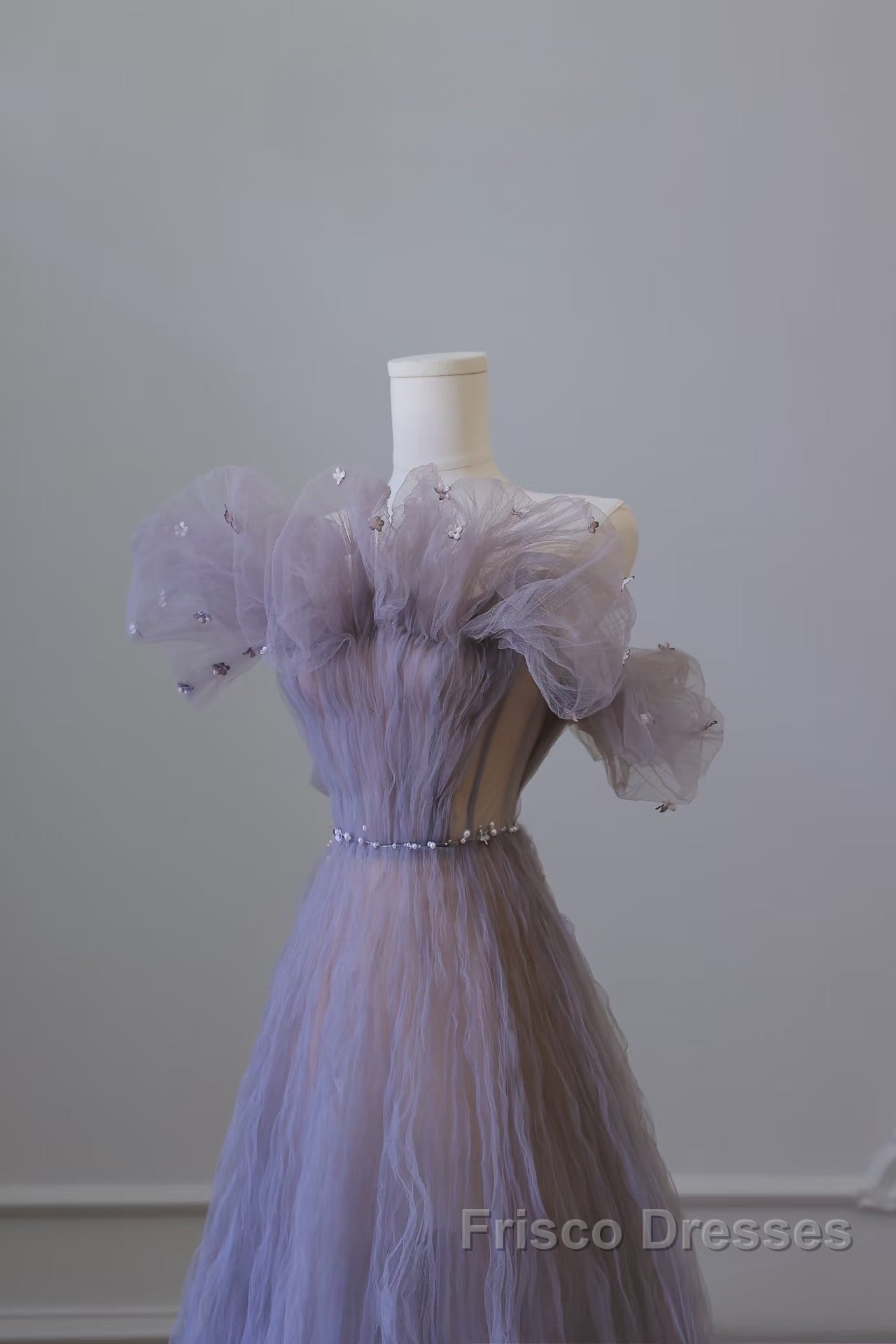 Classy A Line Off The Shoulder Lilac Tulle Long Evening Dress Formal Prom Dress