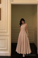 Classy A Line Scoop Neckline Long Light Pink Prom Dresses Birthday Outfits Evening Gown