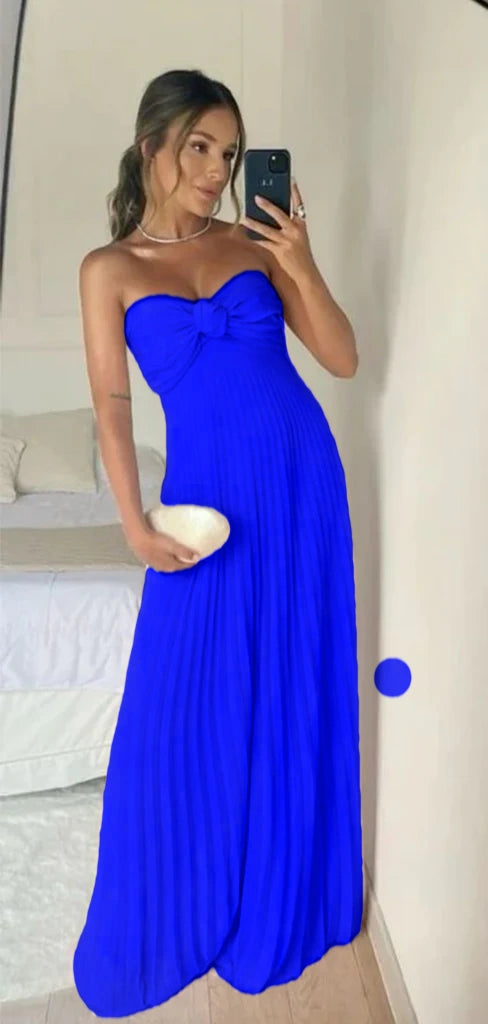 Classy A Line Strapless Light Pink Chiffon Long Prom Dresses Evening Dress With Ruffles