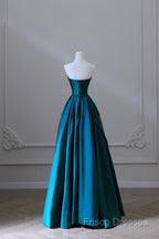 Classy Ball Gown Strapless Satin Ruffles Long Formal Dress Formal Prom Dress