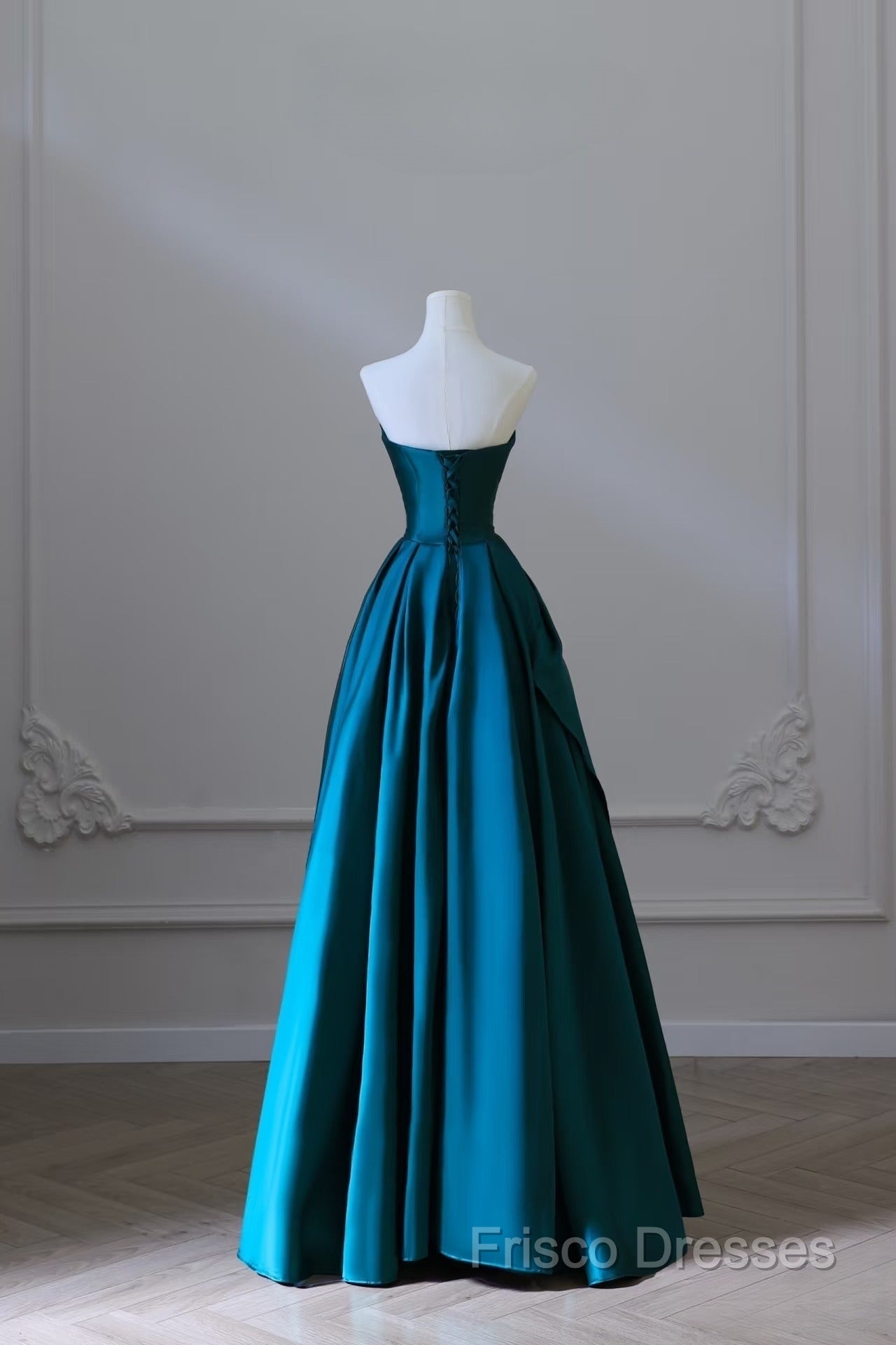 Classy Ball Gown Strapless Satin Ruffles Long Formal Dress Formal Prom Dress