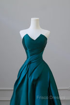Classy Ball Gown Strapless Satin Ruffles Long Formal Dress Formal Prom Dress