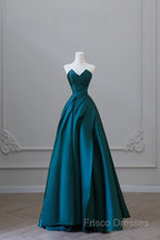 Classy Ball Gown Strapless Satin Ruffles Long Formal Dress Formal Prom Dress