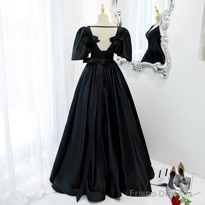 Classy Black Prom Dress Formal Dresses with Bubble Sleeves Main image