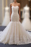 Classy Long Mermaid Sweetheart Backless Appliques Lace Tulle Wedding Dress