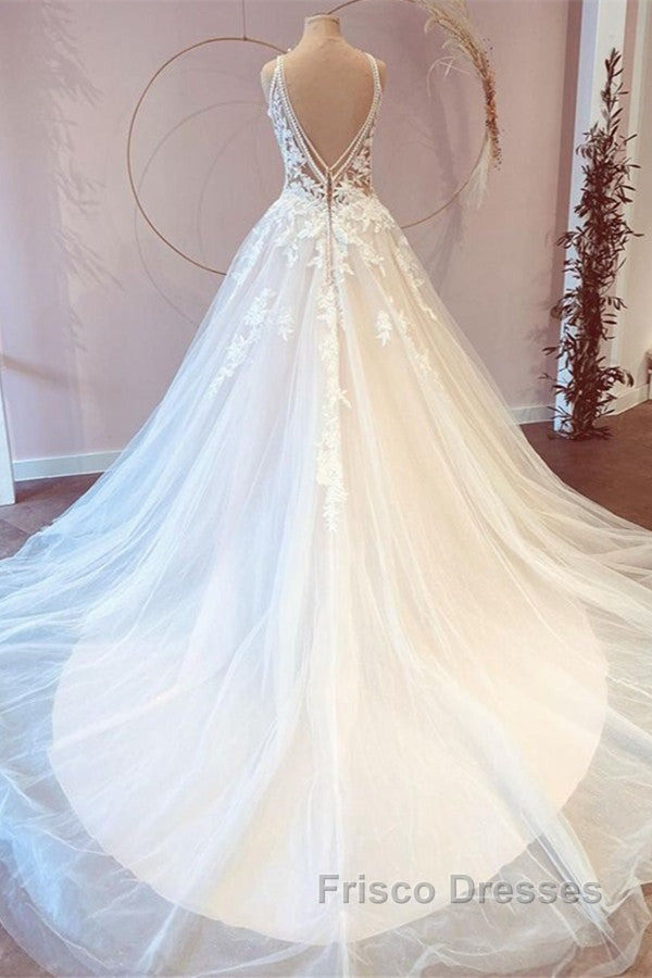 Classy Long Princess Sweetheart Tulle Appliques Lace Wedding Dress