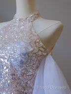 Classy Mermaid High Neckline Sequin Ruffles Long Formal Dress Formal Prom Dress