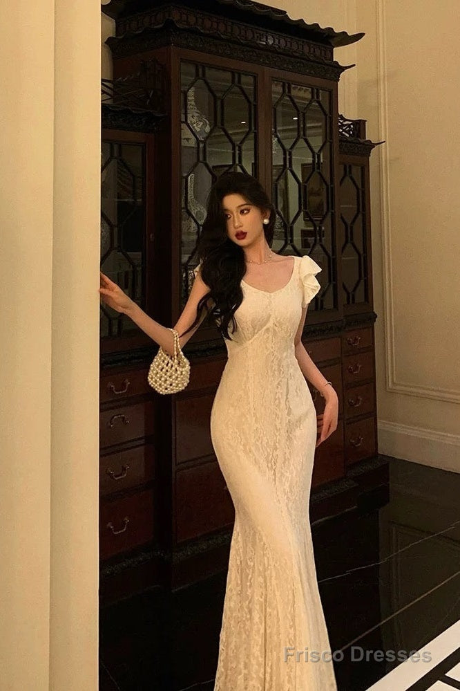 Classy Mermaid Jewel Sleeveless Ruffles Lace Prom Dresses Birthday Outfits Secondary image