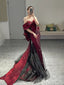 Classy Mermaid Off The Shoulder Burgundy Long Party Dress Sequin Prom Dresses