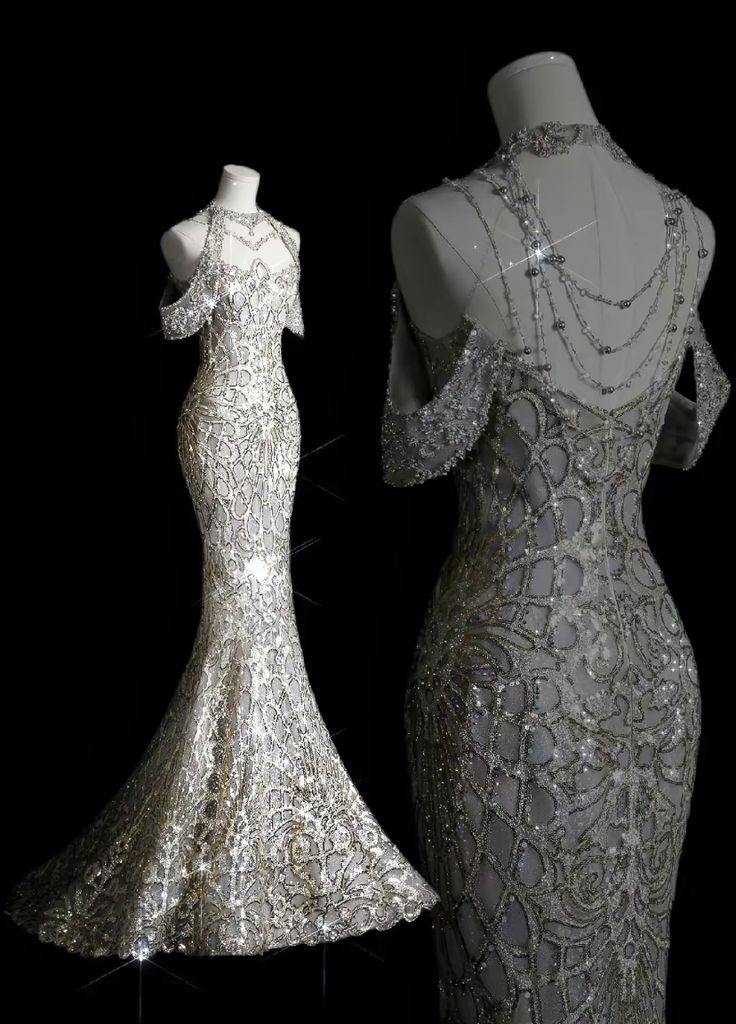 Classy Mermaid Off The Shoulder Silver Sequin Long Party Dress Prom Dresses Main image