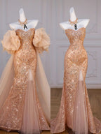 Classy Mermaid Off The Shoulder Slit Sequin Long Party Dress Prom Dresses