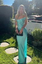 Classy Mermaid Off The Shoulder Yellow Satin Long Evening Dress Prom Dresses