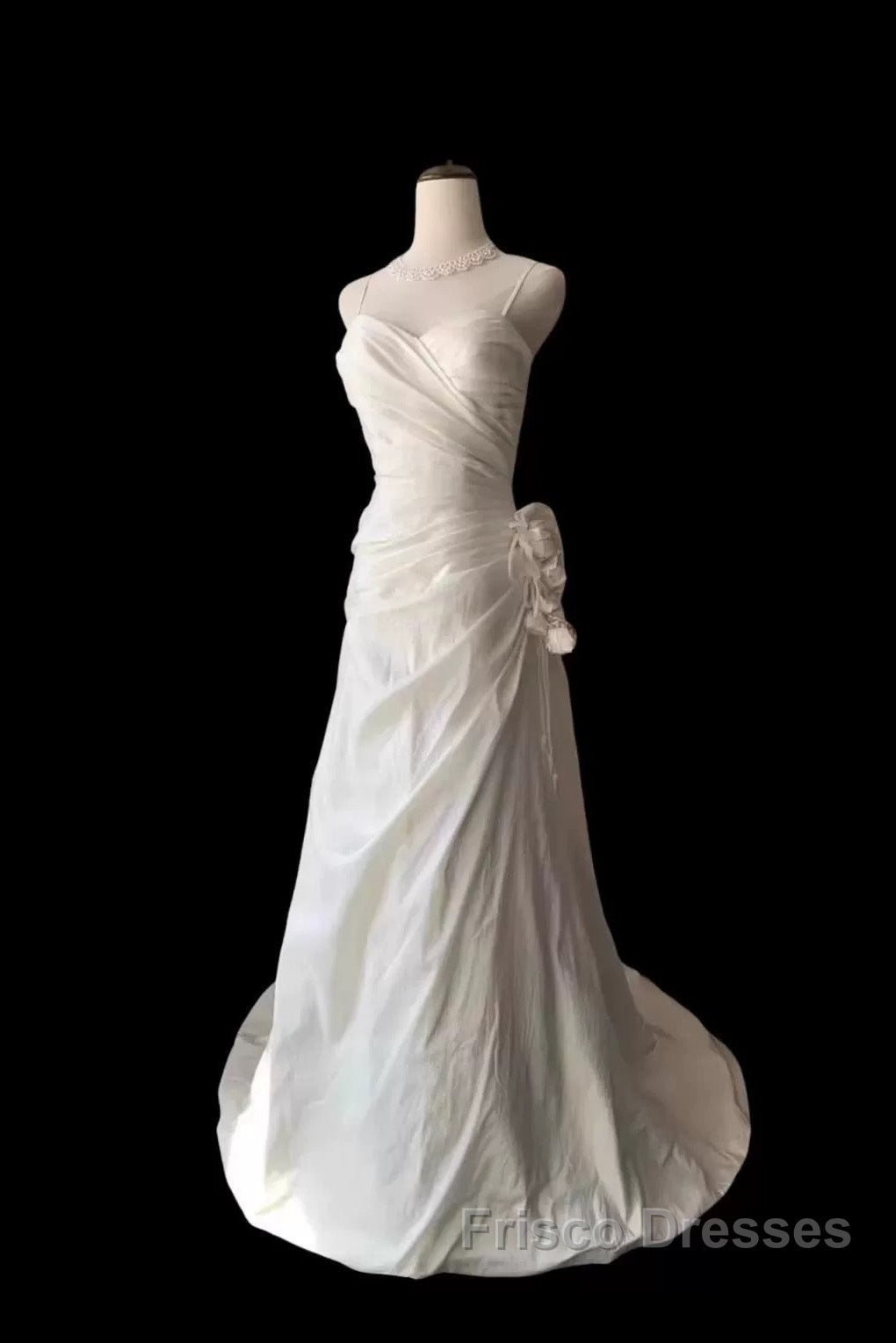 Classy Mermaid Spaghetti Straps White Satin Long Wedding Dress Bridal Dress