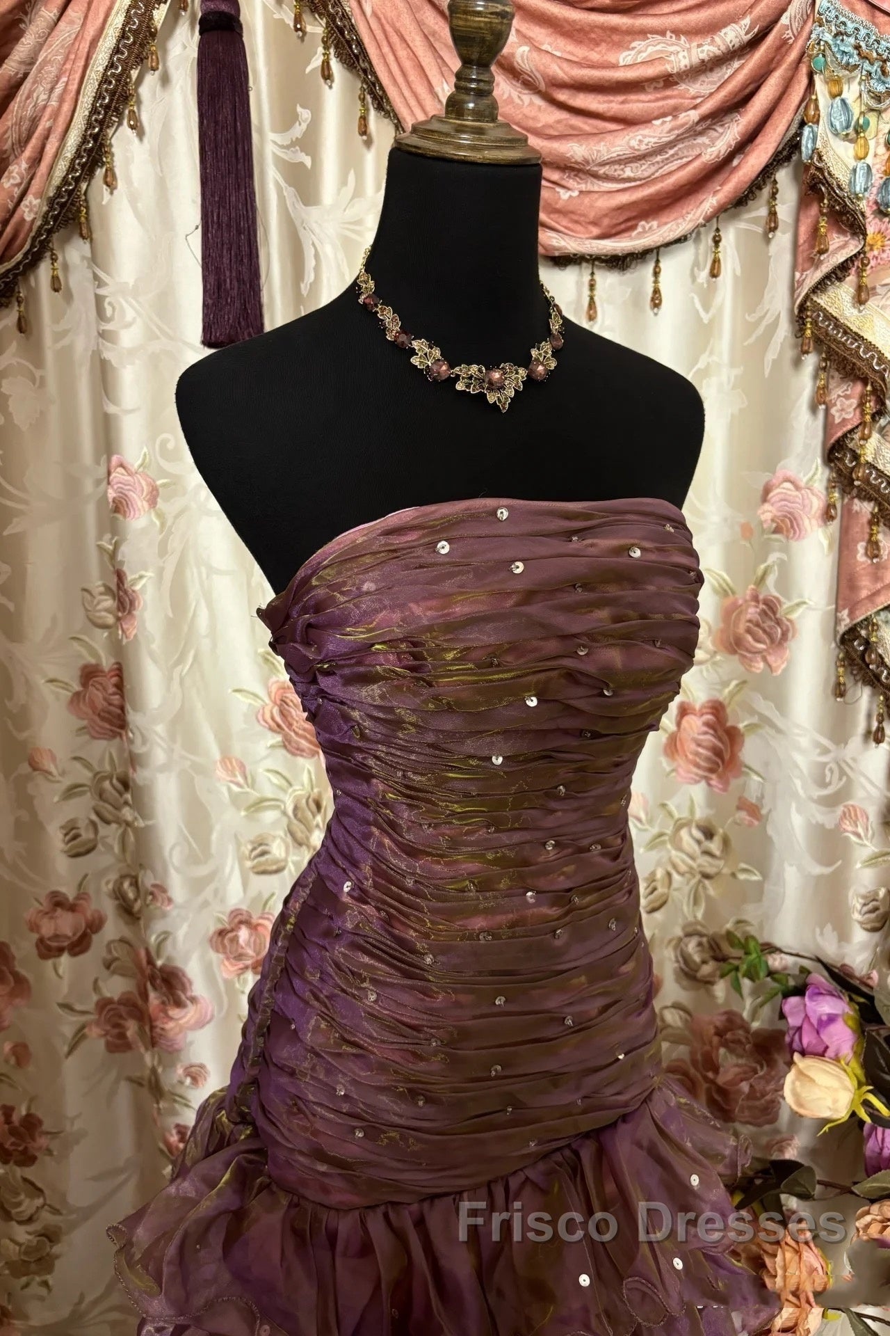 Classy Mermaid Strapless Ruffles Long Evening Dress Formal Prom Dress Secondary image