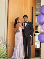 Classy Mermaid Sweetheart Lilac Sequin Slit Long Evening Dress Prom Dresses