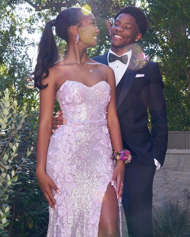 Classy Mermaid Sweetheart Lilac Sequin Slit Long Evening Dress Prom Dresses Main image