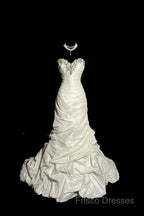 Classy Mermaid Sweetheart Taffeta Ivory Long Wedding Dress Bridal Dress