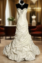 Classy Mermaid Sweetheart Taffeta Ivory Long Wedding Dress Bridal Dress