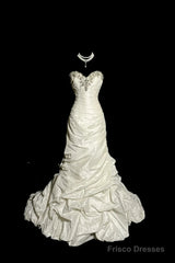 Classy Mermaid Sweetheart Taffeta Ivory Long Wedding Dress Bridal Dresses