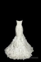 Classy Mermaid Sweetheart Tulle Ivory Long Wedding Dress Bridal Dress