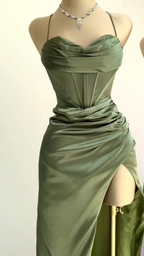 Classy Sheath Spaghetti Straps Red Satin Sleeveless Long Backless Prom Dresses
