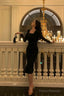 Classy Sheath Square Neckline Black Prom Dresses Birthday Outfits Evening Gown