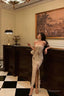 Classy Sheath Strapless Floral Ivory Long Prom Dresses Birthday Outfits Evening Gown