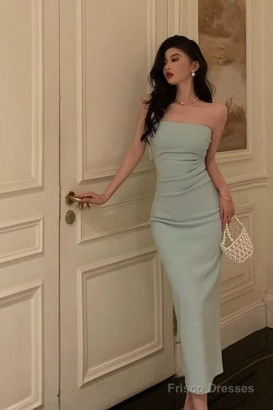 Classy Sheath Strapless Sleeveless Mint Green Prom Dresses Birthday Outfits