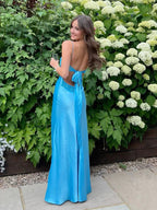 Classy Spaghetti Strap Sleeveless Mermaid Satin Long Prom Dresses