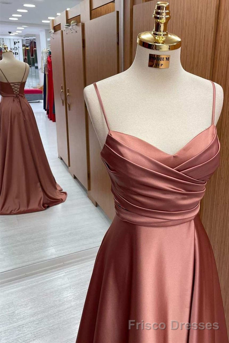 Satin Spaghetti Straps Lace-Up A-Line Bridesmaid Dress Secondary image