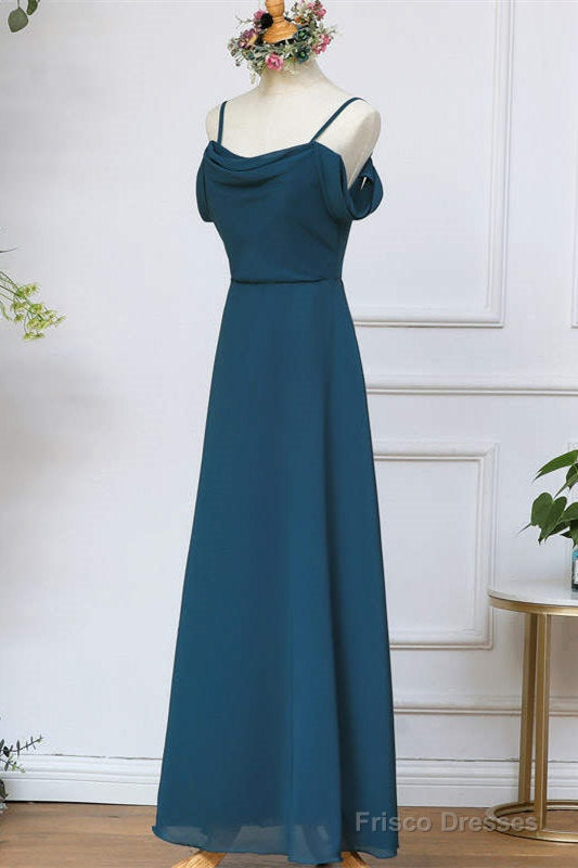 Cold Shoulder Ink Blue Chiffon Bridesmaid Dress Secondary image